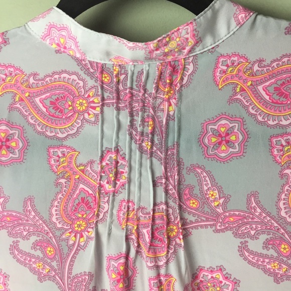 Gap Paisley Pink Pintuck 3/4 Sleeve Tunic Size XS - Picture 5 of 8